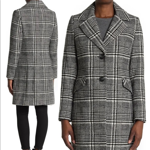 Sam Edelman Two Button Houndstooth Plaid Long Blazer Coat - Picture 4 of 4
